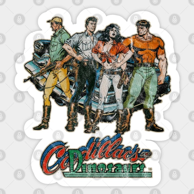 Cadillacs and dinosaurs (Distressed) Sticker by OniSide